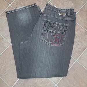 Enyce Baggy Loose Y2K Blackwash Men's Embroidered Bold Stitch Jeans Size 40 x 32